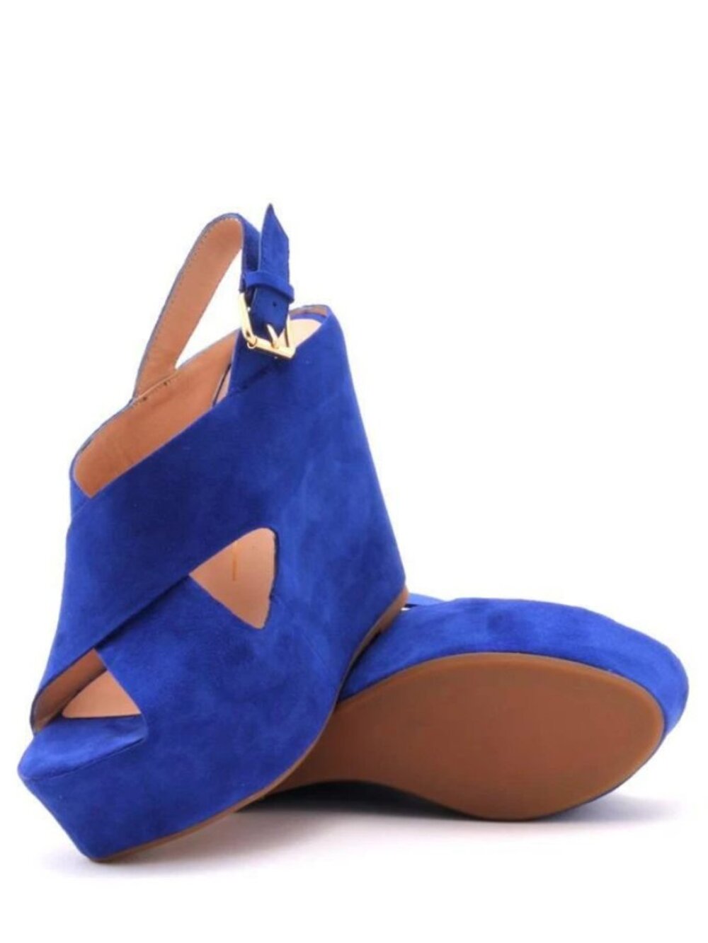 DV Dolce Vita Julie Wedge Blue Suede Platform Sandal Size 9